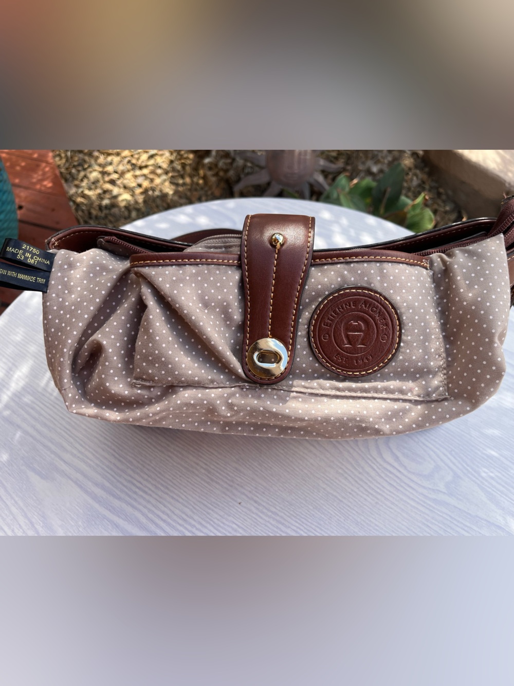 Etienne Aigner Vintage Woven Straw Shoulder Bag with Brown Leather Trim - Picture 6 of 10